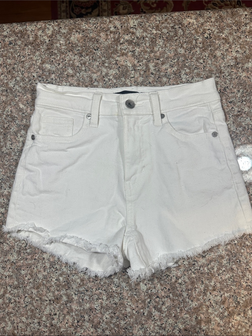 Kendall & Kylie White Frayed Hem Denim Shorts